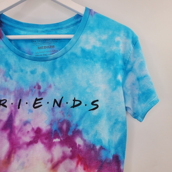 Friends Custom Ice Tie Dye Logo Spellout Graphic Tee Shirt Rainbow - Picture 3 of 8